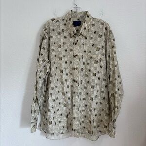 Towncraft Beige Print Long Sleeve Shirt
